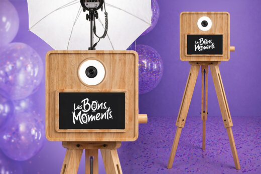 présentation borne photo en bois rétro