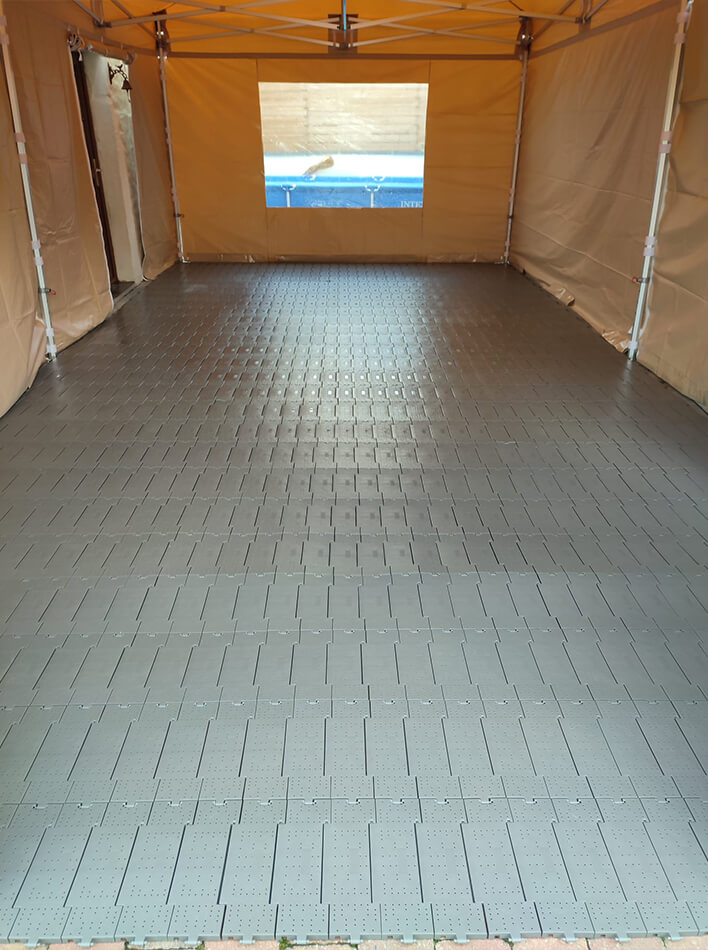 Sol PVC sous tonnelle 4x8m - Les Bons Moments Grand-Rechain